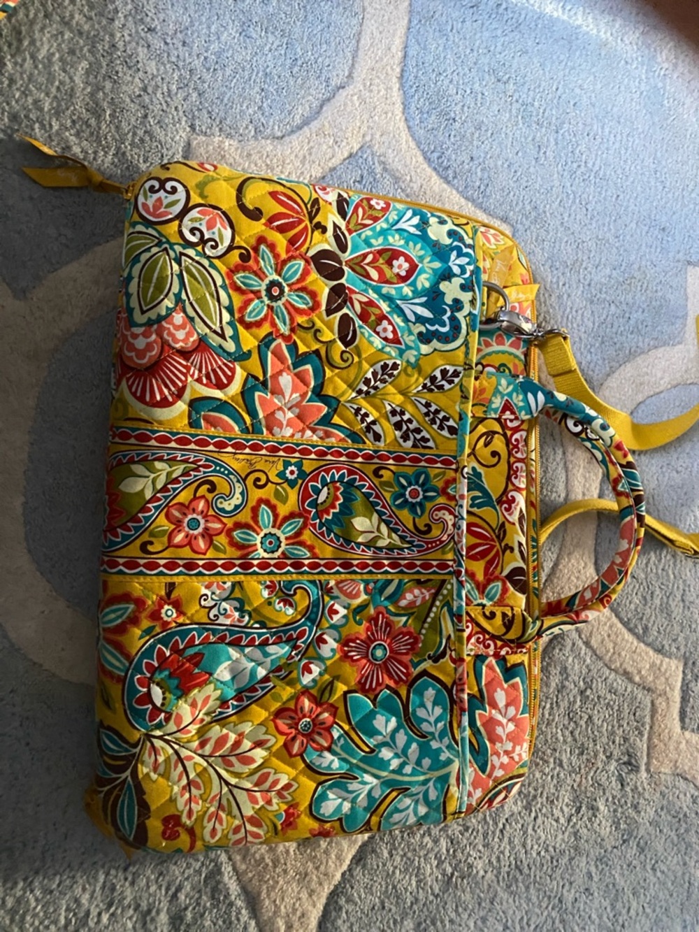 Vera Bradley Provincial Quilted Yellow Floral Laptop Case Bag